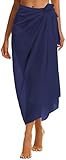 Gosunny Sarong Tuch Damen Sommer Chiffon Strandtuch Lange Strandkleid Leicht Pareos Bikini Cover Up(Dunkelblau)