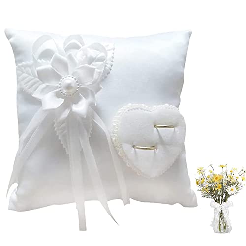 Cuscino Porta Fedi A Cuore Con Strass E Perle - Elegante Per Cerimonia Nuziale - Foto 5