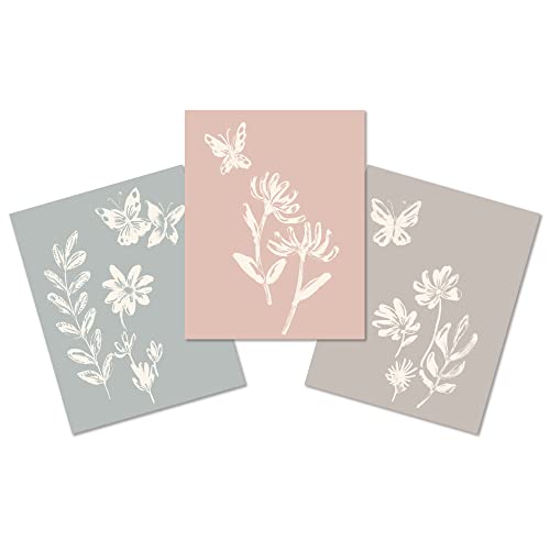 Image of Lambs & Ivy Baby Blooms 3 Piece Floral Unframed Nursey/Child Wall Art 11” x 14”