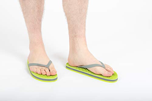 Revs Acupressure & Reflexology Massage Flip Flops in Green & Grey for Men & Women. Wear for Better Health, Pain Relief, Recovery. Vegan - Thumbnail 5