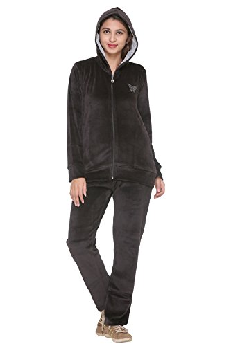 Image of CUPID Regular Fit Velvet Track Suit for Woman, Winter Wear Velvet Night Suit Set with Pockets for Sports, Night, Jogging, Daily Gym Wear L to 5XL