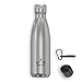 aprile star Botella de Agua Acero Inoxidable, Cantimplora Termica sin BPA, Aislamiento al Vacío de Doble Pared, Bebidas 12 Horas Calientes y 24 Horas Frías, Deportes, Oficina (500 ML, Plata)