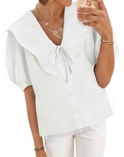 10 Best Peter Pan Collar Blouses for a Whimsical Wardrobe 4 Cicy Bell Women's Peter Pan Collar Casual Blouse