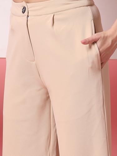 Image of OOMPH! Women's Straight Fit Mid Rise Korean Trousers|Trouser Pants for Women|Elegant Workwear for Office, College & Events|Trousers for Woman