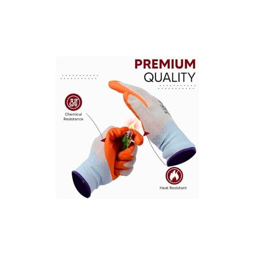 Image of Multipurpose Nylon Anti Cut PU Nitrile Coating Work Safety Gloves Orange-White Pair 5