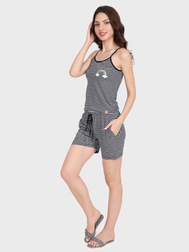 Image of Evolove Women's Cotton Slip & Short Set Sleevesless Round Neck Night Suit Set Super Soft Comfortable (Slip-NS)