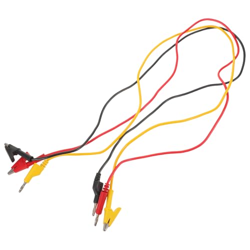 Garneck 3 Piezas Cables de Prueba con Pin Banana Apilable y Pinza Cocodrilo Cables Jumper Flexibles para Pruebas Eléctricas y Circuitos Colores Rojo Negro Amarillo