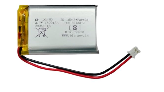 KP Original -103450 3.7v 1800mAh 2pin Wire Rechargeable Battery (is 16046(Part2) IEC 62133-2 with connetor for RC Toys, Bluetooth Speaker, Drone, DIY, MP3,DVD 1800 mah
