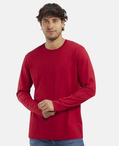 Image of Jockey Men's Regular Fit Round Neck Full Sleeved T-Shirt AM95 Shanghai Red L
