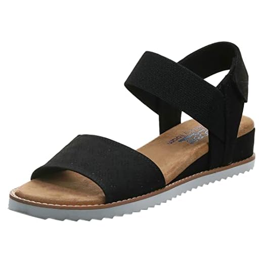 Skechers Desert Kiss, Sandalia con Pulsera Mujer, Black Microfiber Suede/Gore Trim, 37 EU