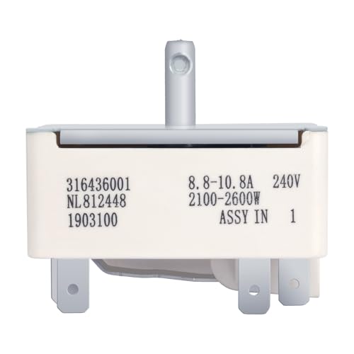 316436001 Range Burner Infinite Control Surface Element Unit Switch Replacement for Frigidaire Tappan Kenmore Series 790 Stove Parts 316021501 1155395FFEF3015PBBEA1145040 AH1145040-8 Inch