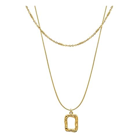 JEWLURE | 14K Gold Plated Layered Necklace | Fashion Simple Pendant Necklace | A Gift For Women (With Gift Box) Cover