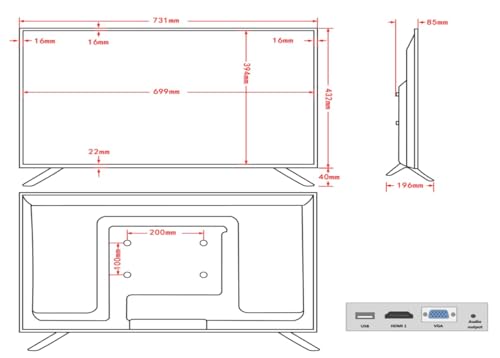 Image of 32 Inch Security Monitor, Surveillance-Grade Large Size 24 /7 Monitor Screen, 1920x1080 HD Display, HDMI, VGA, USB, Designed for CCTV Security Surveillance DVR /NVR System