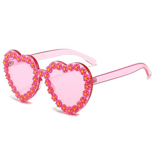 Lunettes de soleil coeur sans monture fleurs UV400 tendance été