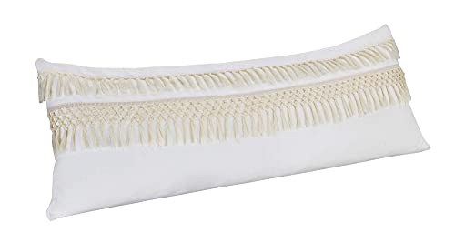 Sweet Jojo Designs Boho Bohemian Macrame Tassel Ivory Accent Decorative Couch Long Throw Zipper Body Pillow Cover Case 54X20 Off White Beige Cotton Fringe Farmhouse Textured Rustic Tufted Room Decor #TOP1