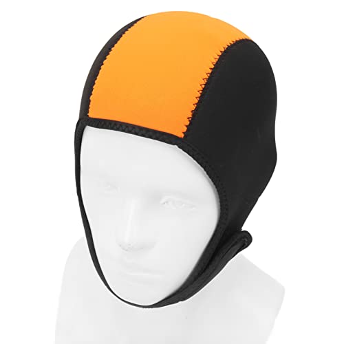 Alomejor Wetsuit Hood Thermal Swim Surf Diving Hood Sun Quick Drying for Men Women (Black Orange)