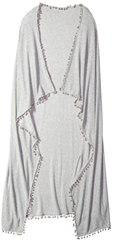 Michael Stars Women's Madison Brushed Jersey wrap poms, heather grey, One Size
