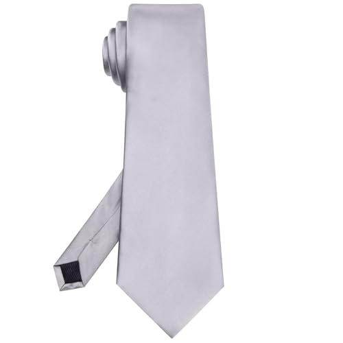 Image of Hi-Tie Men's Extra Long Solid Satin Tie Set 63 Inch /70 Inch Formal Necktie
