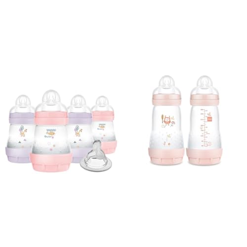 Product Image of the MAM Easy Start Anti-Colic Baby Bottles, Slow & Medium Flow Silicone Nipples...