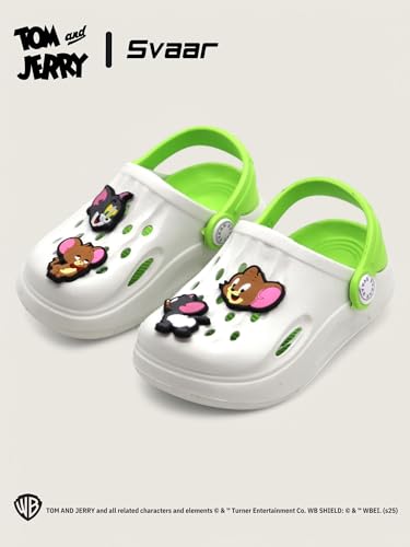 Image of SVAAR x Tom & Jerry Slingback Clog Shoes for Boys & Girls || Indoor & Outdoor Sandals Clogs for Kids with 4 Tom & Jerry Charms