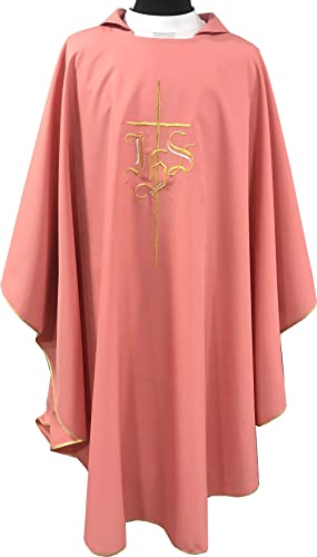 Casulla barata con estola lisa rosa