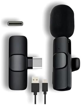 PerfX 4 in 1 K8 Wireless Microphone, Mini Portable Recording Clip Mic with Receiver for All Type-C, Micro U Mobile Phones Camera Laptop for Vlogging YouTube Online Class, Zoom Call(K8)