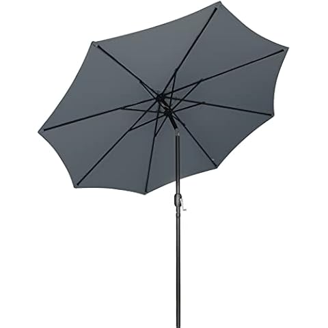 2.7m Banana Parasol, Garden Patio Parasol, Sun Shade Umbrella with Crank and Tilt, Adjustable Height and UPF50+ Protection, 180 g/m² (Grey) Cover