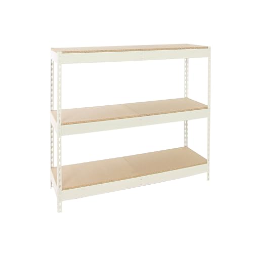 Estantería Industrial, 1500x1500x450 mm, 600 kg de Punto Flexión, 3 Estantes Madera, Estantería Garaje, Blanco/Madera   Simonforte