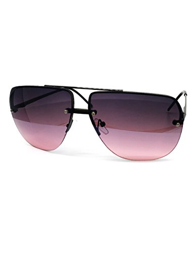 3112 Tint Lenz Teardrop Rimless Metal Frame Womens Mens Aviator Sunglasses (Rimless, Dark Purple)