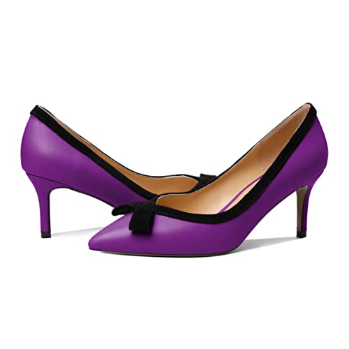 Joseywade Women's Low Kitten Heel Pumps Slip On 2.5'' Bow Pointed Toe Mid Heel Pumps Fashion Dress Shoes for Work Party Date4