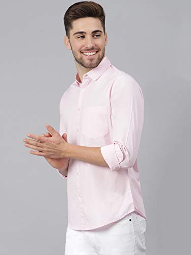 Image of Dennis Lingo Men Cotton Solid Slim Fit Casual Shirts