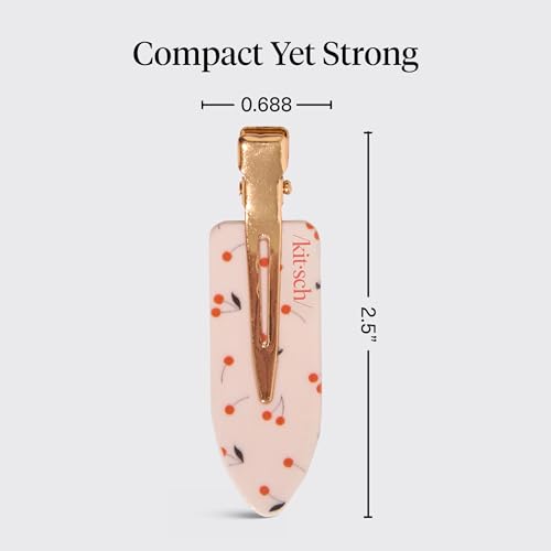 Kitsch Creaseless Hair Clips for Women - No Crease, No Bend Hair Clips for Styling, Bangs, Makeup Application, Face Wash - Recycled Acrylic - Cherry Print | Ideal Gifts for Women, 4pcs