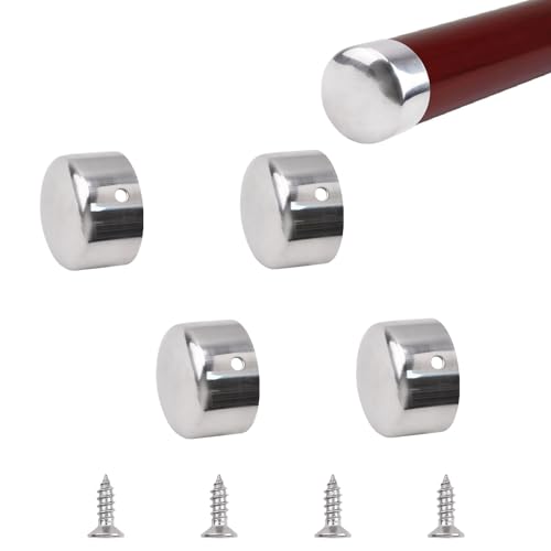 UFURMATE 4PCS Stainless Steel Round Handrail End Caps, 38mm Inner Diameter, Steps Hand Rail End Cover, Silver, 38mm-4pcs