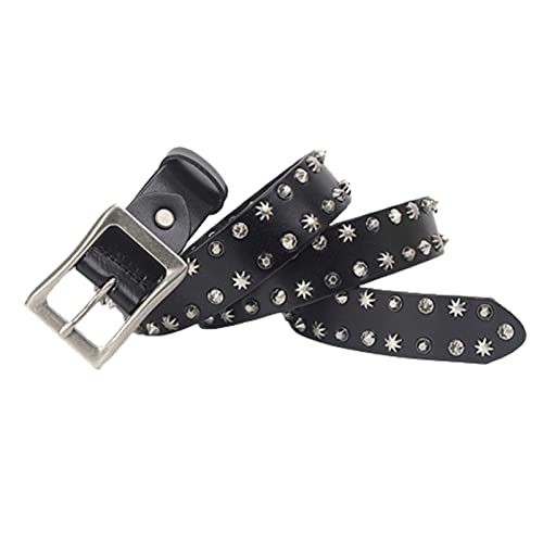 Ceinture en cuir cloutée à deux rangs unisexe style gothique punk rock
