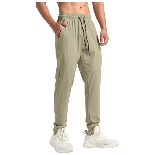 Xiaojmake Men's Lightweight Hiking Pants Quick Dry Running Joggers Pants with Zipper Pockets Cinced Bottom Workout Sweatpant