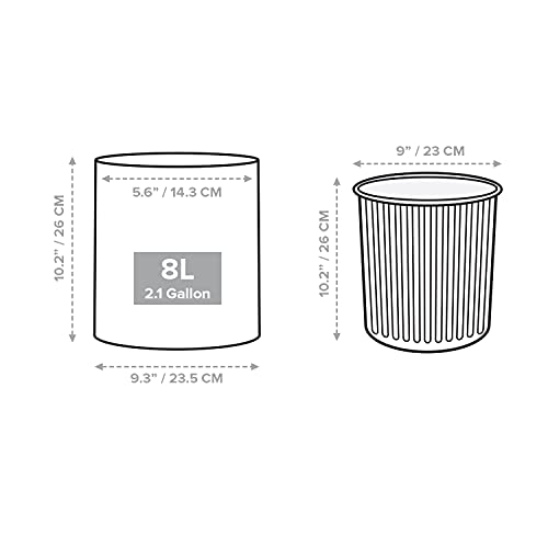 Primo Supply ROUND-BASKET-WHITE-8L Modern Round Waste Basket,2.1Gal/8L Open Top Trash Bin,White Garbage Can With Removable Plastic Bin,Keeps Liner Bag Hidden,Bathroom Garbage Can Or Trash Can For Kitchen,Minimalist Office Trash Can thumb #1