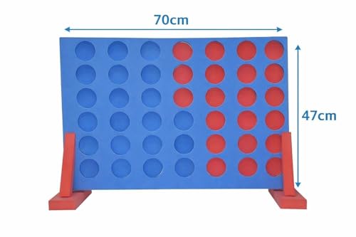 Giant 4 in a Row Garden Game - Large Outdoor Indoor Family Lawn Game for Kids & Adults - EVA Foam Party Wedding Game Set with 42 Red & Blue Counters Freestanding 70cm - Image 4