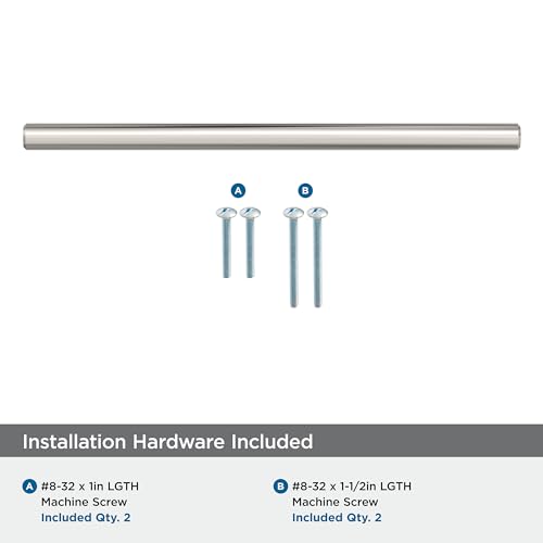 Image of Amerock 6-5 /16 inch Bar Pulls Polished Nickel Drawer Pull | 6-5 /16 inch (160mm) Center-to-Center Mounting Distance and 8-5 /8 inches Overall Length, Durable Carbon Steel Cabinet Hardware