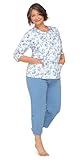 Damen Senioren Oma Schlafanzüge Pyjama 3/4 Ärmel Nachtwäsche weich aus Baumwolle für pflegebedürftige Omas pflegeleicht Größe M-3XL (DE/NL/SE/PL, Alphanumerisch, XXL, Regular, Regular, Dunkelblau)