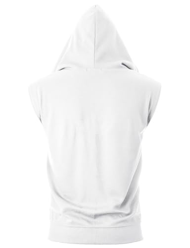 Image of Ohoo Mens Slim Fit Sleeveless Lightweight Zip Up Hooded Sweatshirt Vest Hoodie