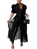 RoniKasha Women Sexy Short Sleeve Bodycon High Low Asymmetrical Ruffle Tunics Blouse Shirt Top Dress