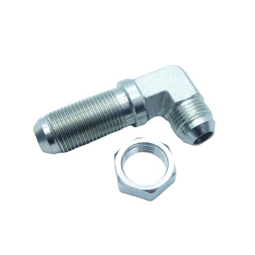 Image of 2 Piece 1 /2#8 JIC 37 Male Flare to #8 1 /2 JIC 37 Flare Bulkhead 90 Degree Elbow Hydraulic Steel Fitting