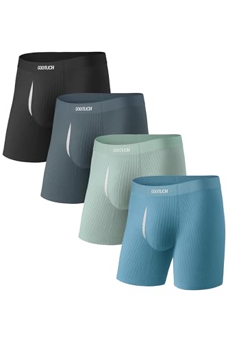 GOOTUCH Men's Odor Control Modal Boxer Briefs, Moisture Wicking Ultra-Stretch Seamless Underwear, Silver-Ion Tech (2&4 Pack)