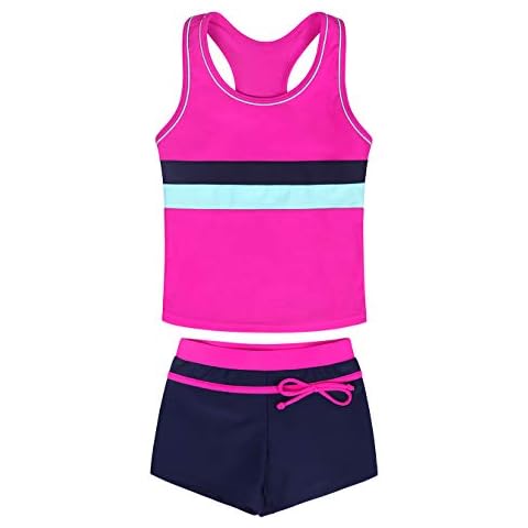 Febbabe Girls Two-Piece Colour Block Swimsuit Cover