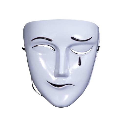 Masque de tristesse et de - 18 x 21,5 x 13,5 cm - Masque créatif de pleureur et de rire - Accessoires de performance Tianguancifu Bai Wuxiang COS - Visage émotionnel - Cadeau de costume