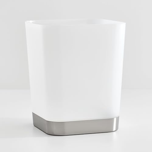 iDesign Small Square Bathroom Trash Frost/Brushed Nickel Waste can