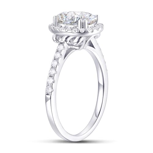 14K Moissanite Engagement Rings, 1.5ct Oval Cut Moissanite Ring, 14K Gold Engagement Rings, 14K Halo Moissanite Rings for Women2