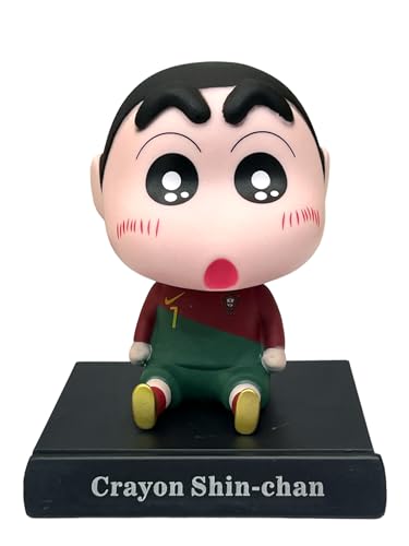 Image of AUGEN Super Hero Shinchan Ronaldo Action Figure Limited Edition Bobblehead with Mobile Holder for Car Dashboard, Office Desk & Study Table (Pack of 1)