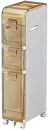 Narrow Rolling Bathroom Cabinet with Clear Drawers - Space-Saving Freestanding Sewing Cart for Home Office Or Craft Room Nization