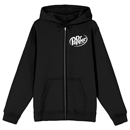 Bioworld Dr. Pepper Vintage Diamond Logo Men's Black Zip-Up Hoodie - Main Image